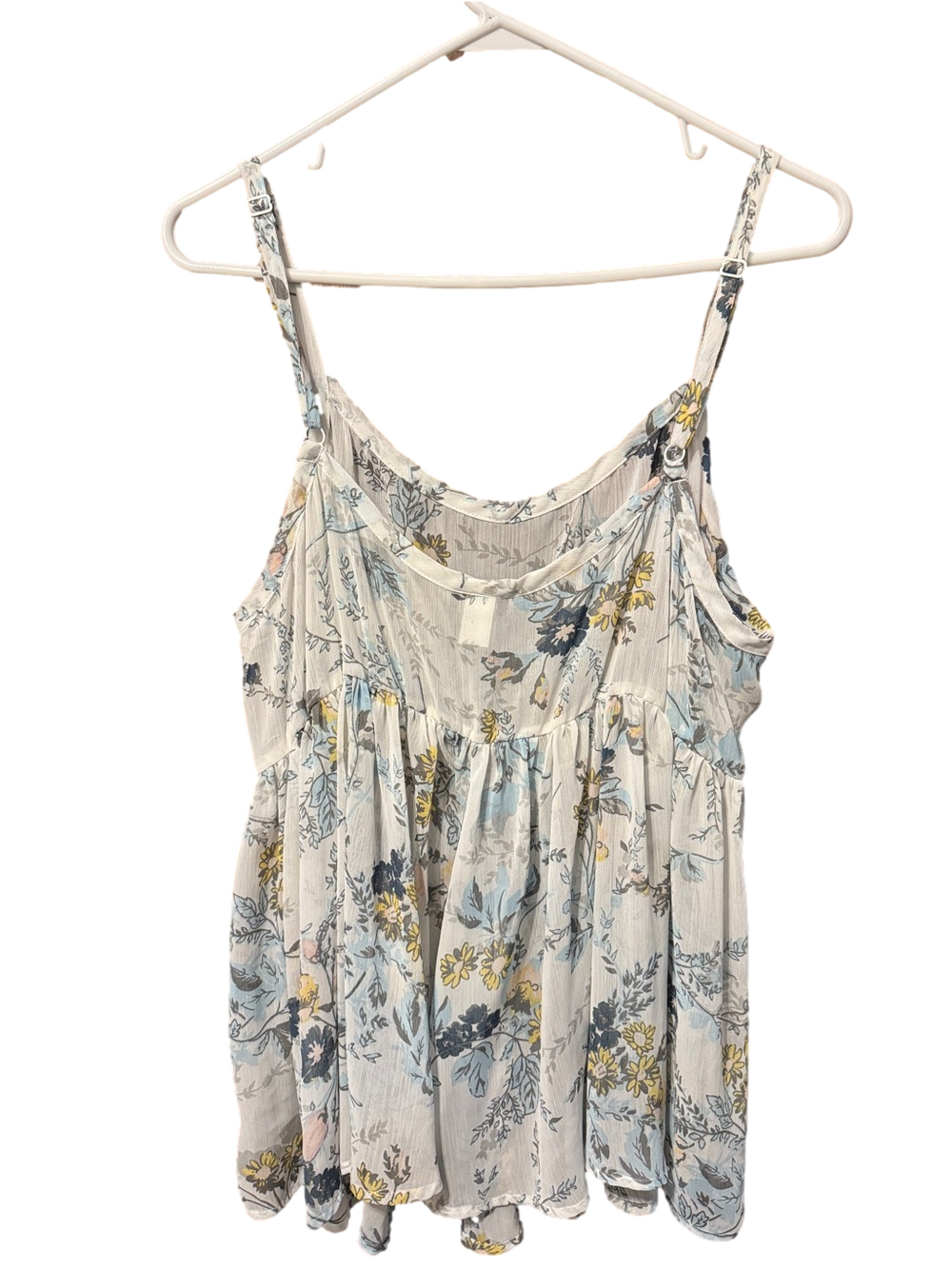 torrid Floral Peplum Cami Tank Top – White with Blue & Yellow Floral - Picture 3 of 3
